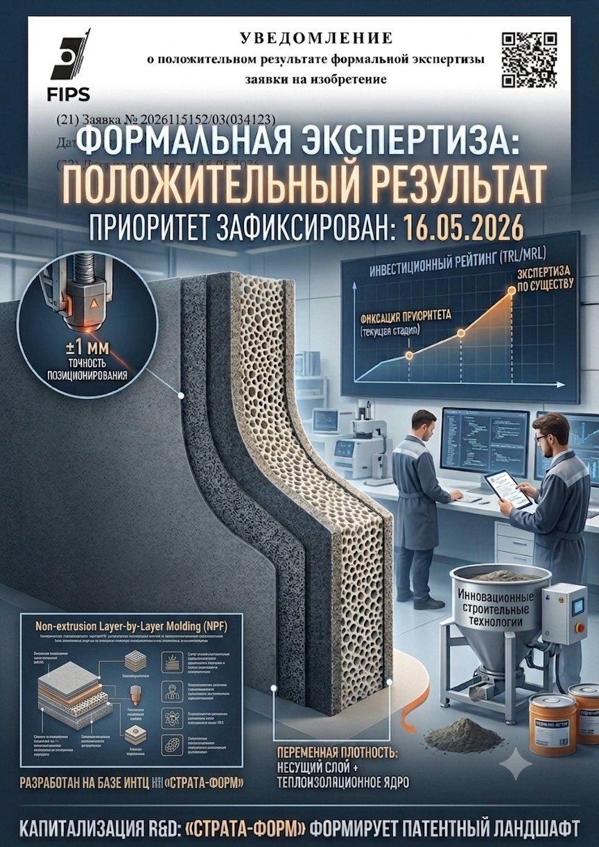 Капитализация R&D: Заявка на изобретение комплекса «Страта-Форм» успешно прошла формальную экспертизу ФИПС